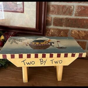 Rare Vintage 1970’s Noah’s Ark Solid Wood Bench